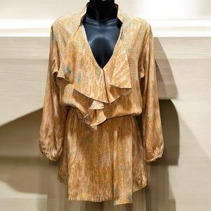KARINA GRIMALDI Silk Mini Ruffle Dress size M